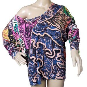 Almeriane BEAUTIFUL wearable art alpaca blend top size L